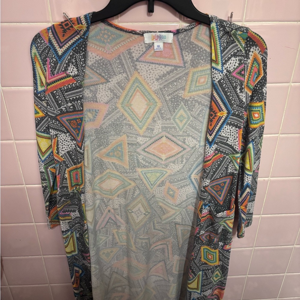 LuLaRoe Multicolor Geometric Sweater Kids Size 10